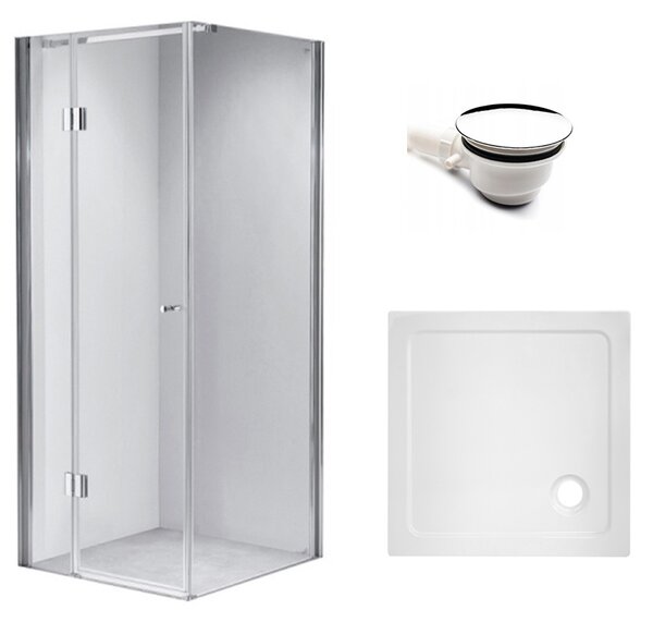 BPS-koupelny Štvorcový sprchový kút KZ1390A 80x80 chróm/transparent + vanička ST02A WH biela