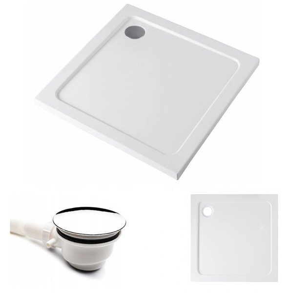 BPS-koupelny Štvorcový sprchový kút KZ1390A 80x80 chróm/transparent + vanička ST02A WH biela