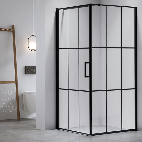 BPS-koupelny Štvorcový sprchový kút BS13B 90x90 čierny/transparent + vanička SXL02B BL čierna