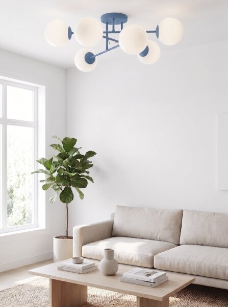 Prisadený luster ROMA 6xE14/10W/230V modrá