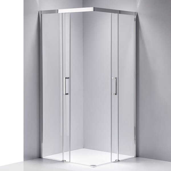 BPS-koupelny Štvorcový sprchovací kút KZ90B 90x90 chróm/transparent + vanička RIKO BL čierna