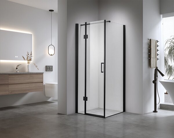 BPS-koupelny Štvorcový sprchový kút KZ1390B 90x90 chróm/transparent + vanička RIKO BL čierna