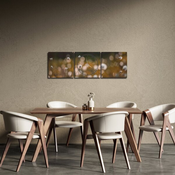 Obraz - Lúka s cottongrass N⁰2 (s hodinami) (90x30 cm)