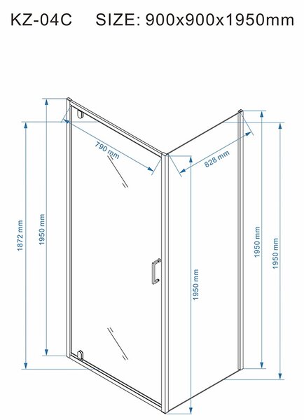 BPS-koupelny Štvorcový sprchový kút KZ1390B BL 90x90 čierny/transparent + vanička RIKO BL čierna