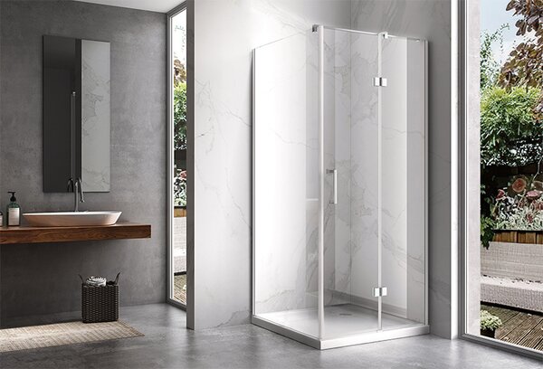 BPS-koupelny Štvorcový sprchový kút KZ01B 80x80 chróm/transparent + vanička ST02A WH biela