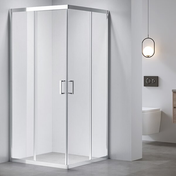 BPS-koupelny Štvorcový sprchový kút KZ102B 90x90 chróm/transparent + vanička RIKO BL čierna