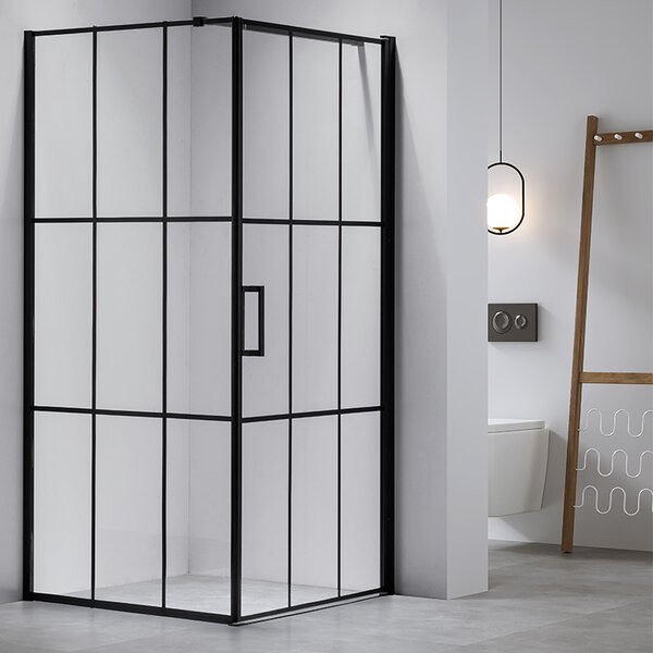 BPS-koupelny Štvorcový sprchový kút BS13A 80x80 čierna/transparent + vanička ST02A WH biela