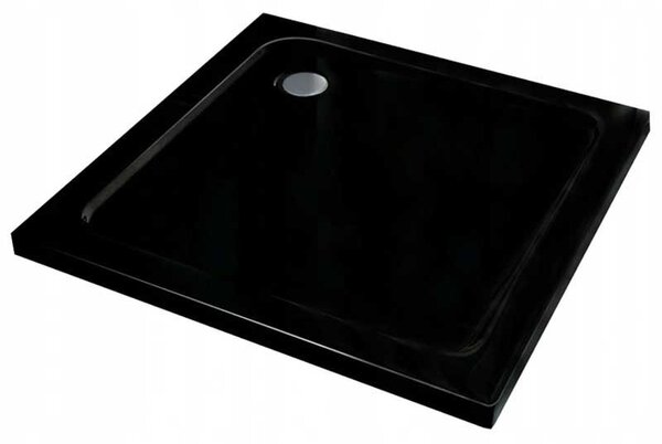 BPS-koupelny Štvorcový sprchový kút KZ1390A BL 80x80 čierna/transparent + vanička ST02A BL čierna