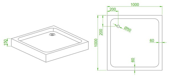 BPS-koupelny Štvorcový sprchový kút KZ08D BL 100x100 čierna/transparent + vanička SXL02C biela