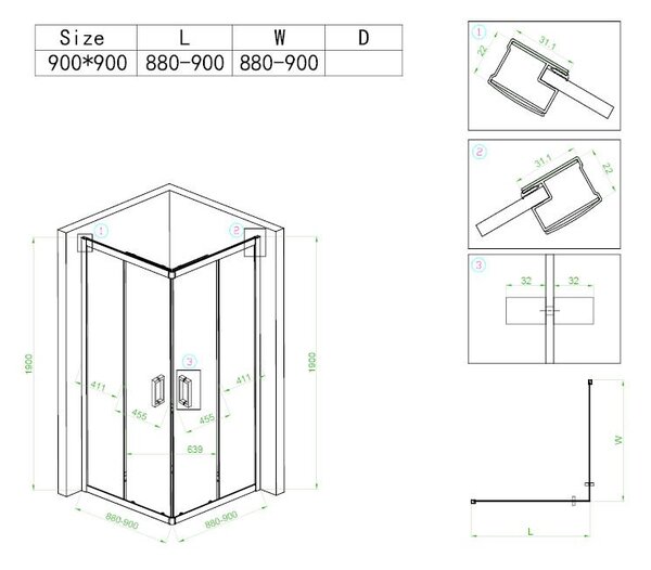 BPS-koupelny Štvorcový sprchovací kút BL30B 90x90 čierna/transparent + vanička JUKO čierna