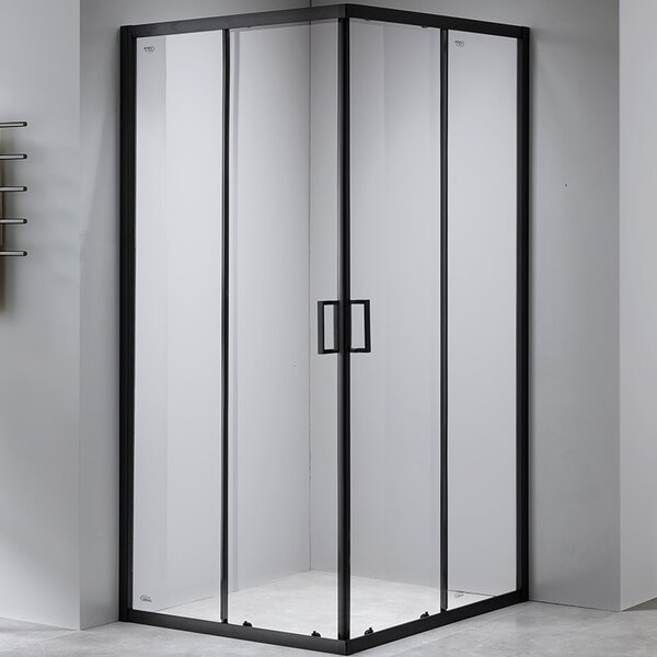 BPS-koupelny Štvorcový sprchovací kút BL30B 90x90 čierna/transparent + vanička JUKO čierna
