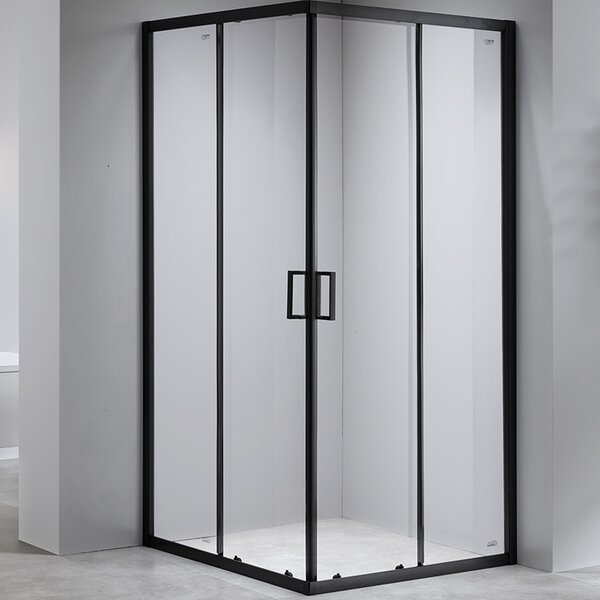 BPS-koupelny Štvorcový sprchový kút BL30B 90x90 čierna/transparent + vanička DEKO čierna