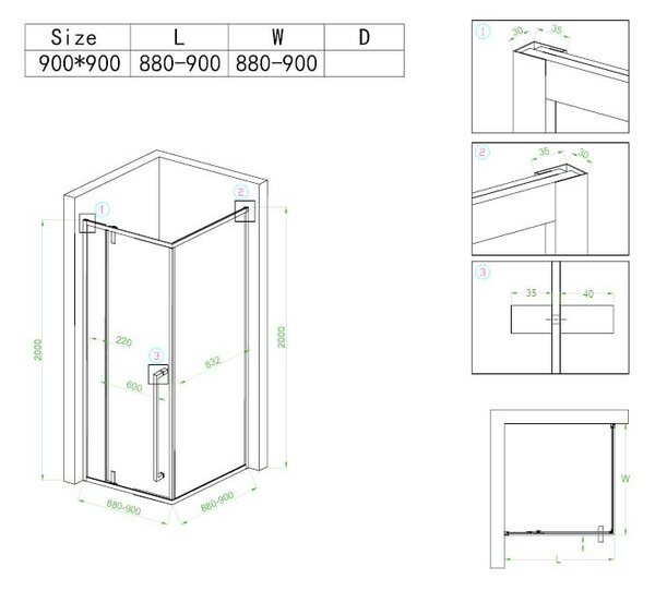 BPS-koupelny Štvorcový sprchovací kút BS11B 90x90 čierna/transparentná + vanička RIKO 90 čierna