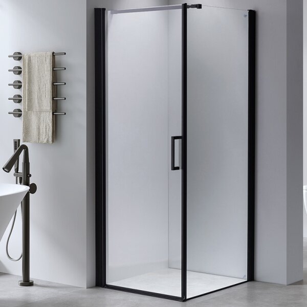 BPS-koupelny Štvorcový sprchovací kút BS04B 90x90 čierna/transparent + vanička RIKO BL čierna