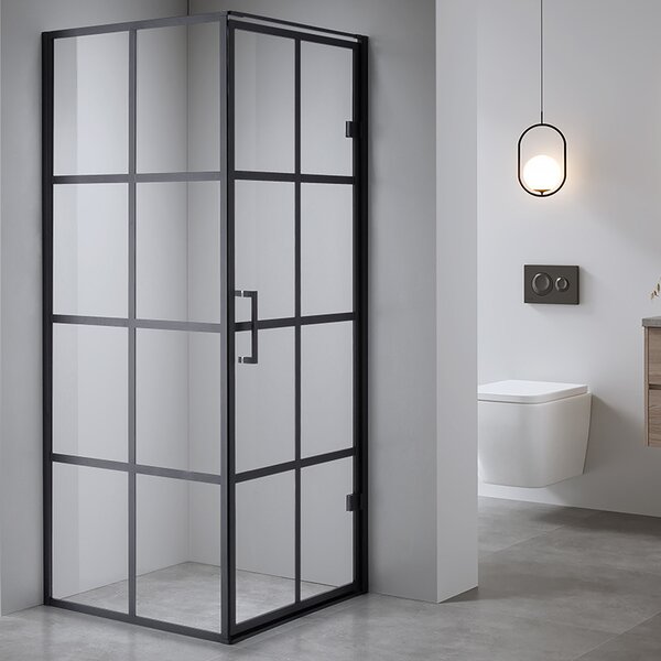BPS-koupelny Štvorcový sprchový kút BS10A 80x80 čierna/transparent + vanička SXL02A WH biela