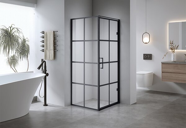 BPS-koupelny Štvorcový sprchový kút BS10A 80x80 čierna/transparent + vanička ST02A WH biela