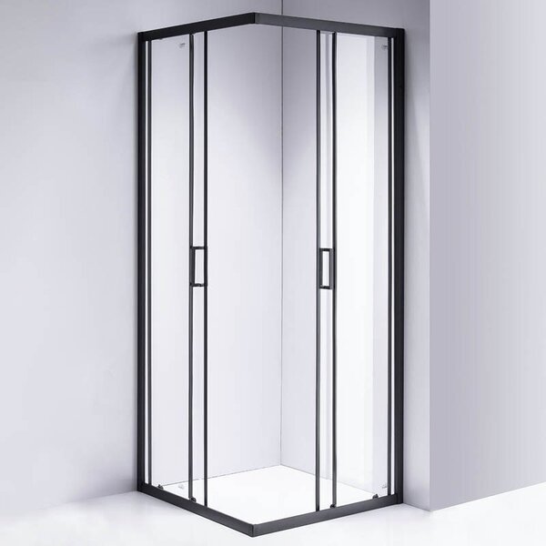 BPS-koupelny Štvorcový sprchovací kút BL30B 90x90 čierna/transparent + vanička JUKO čierna