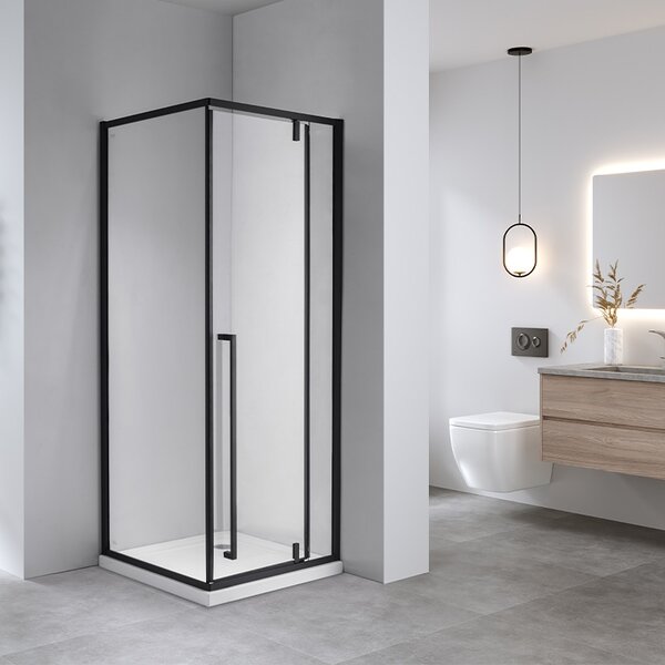 BPS-koupelny Štvorcový sprchovací kút BS11B 90x90 čierna/transparentná + vanička RIKO 90 čierna