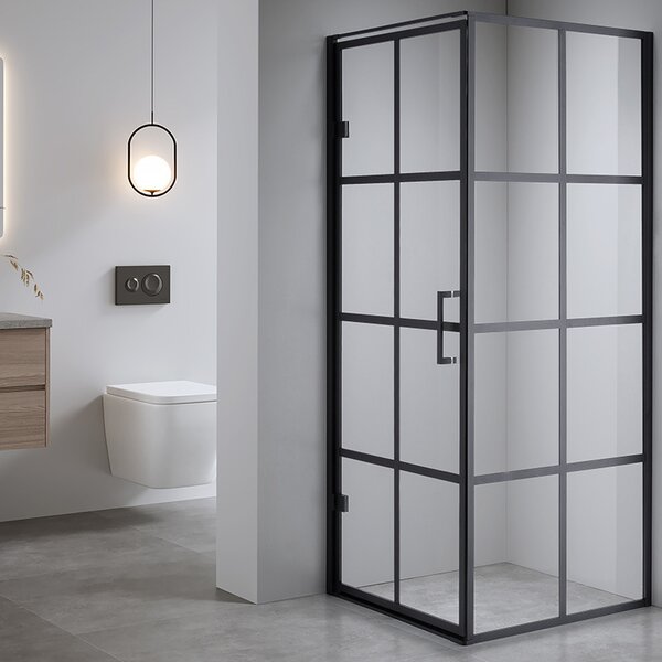 BPS-koupelny Štvorcový sprchový kút BS10A 80x80 čierna/transparent + vanička SXL02A WH biela