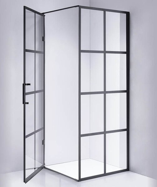 BPS-koupelny Štvorcový sprchový kút BS10A 80x80 čierna/transparent + vanička SXL02A WH biela