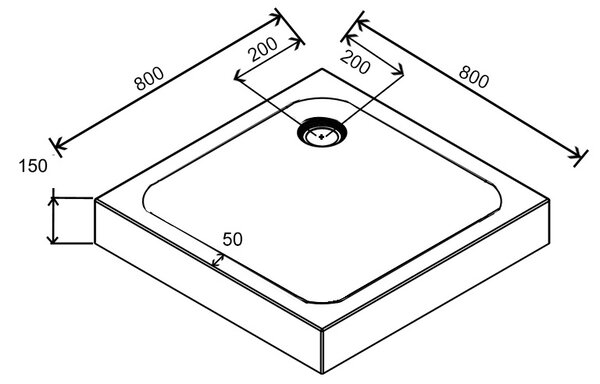 BPS-koupelny Štvorcový sprchový kút BS10A 80x80 čierna/transparent + vanička SXL02A WH biela