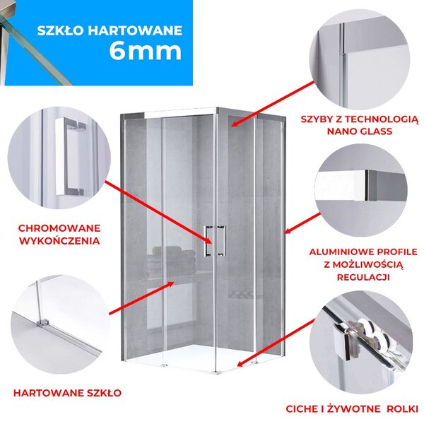 BPS-koupelny Štvorcový sprchový kút KZ90A 80x80 chrom/transparent - bez vaničky