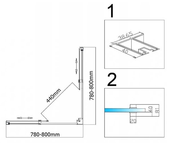 BPS-koupelny Štvorcový sprchový kút KZ90A 80x80 chrom/transparent - bez vaničky