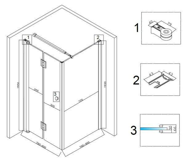BPS-koupelny Štvorcový sprchovací kút KZ1180A 80x80 chróm/transparent - bez vaničky