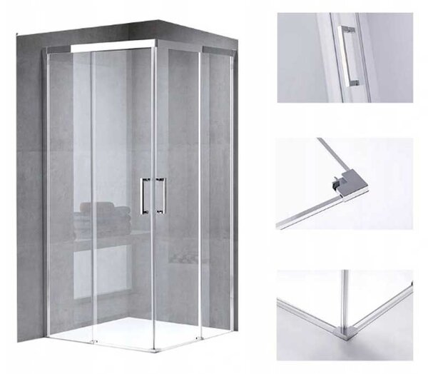 BPS-koupelny Štvorcový sprchový kút KZ90A 80x80 chrom/transparent - bez vaničky