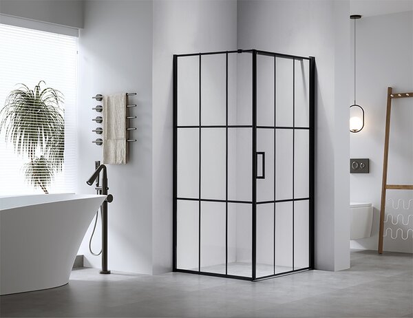 BPS-koupelny Štvorcový sprchový kút BS13B 90x90 čierna/transparent - bez vaničky