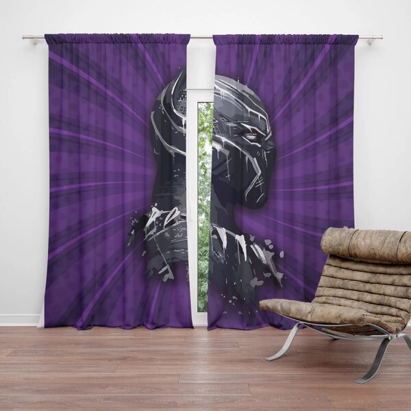 Sablio Záves BLACK PANTHER z profilu Fialový: 2ks 140x250cm