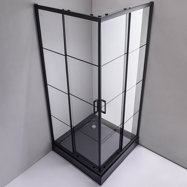 BPS-koupelny Štvorcový sprchový kút BL32A 80x80 čierny/transparent - bez vaničky
