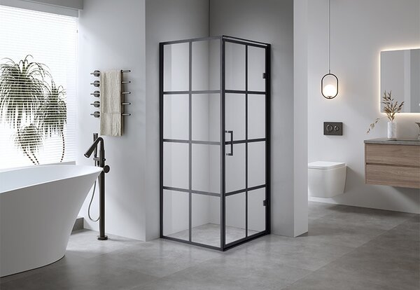 BPS-koupelny Štvorcový sprchový kút BS10A 80x80 čierna/transparent - bez vaničky