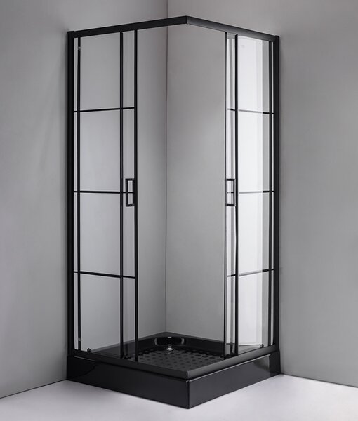 BPS-koupelny Štvorcový sprchový kút BL32A 80x80 čierny/transparent - bez vaničky