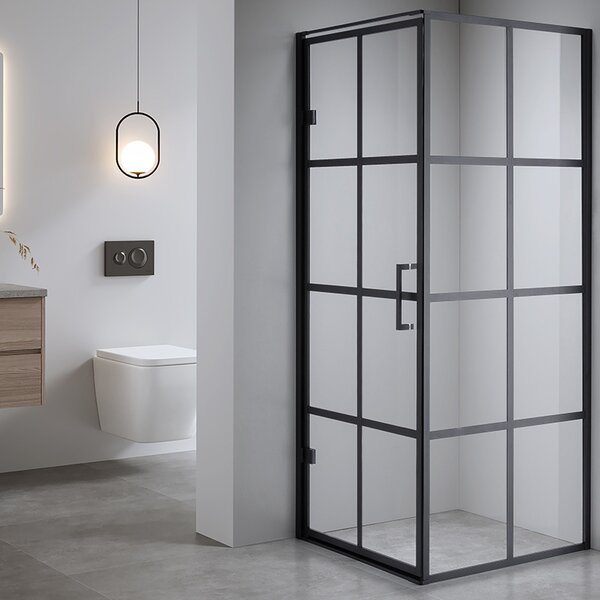 BPS-koupelny Štvorcový sprchový kút BS10A 80x80 čierna/transparent - bez vaničky