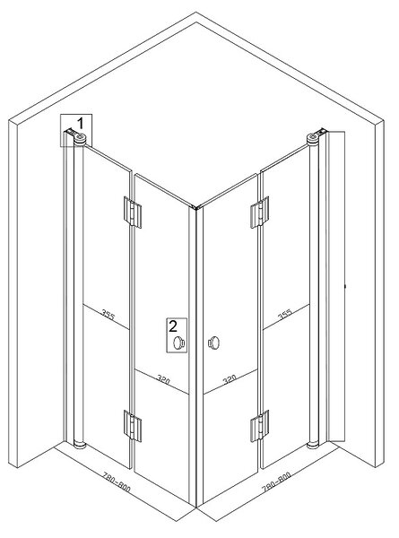 BPS-koupelny Štvorcový sprchový kút BS08A-M 80x80 čierna/transparent - bez vaničky
