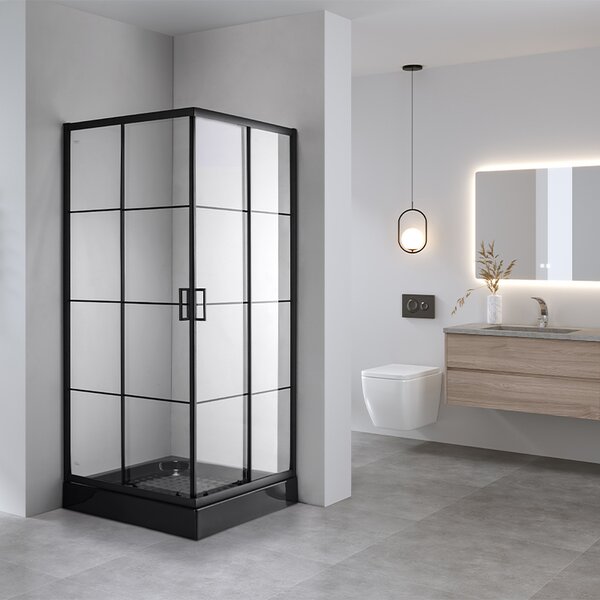 BPS-koupelny Štvorcový sprchový kút BL32A 80x80 čierny/transparent - bez vaničky