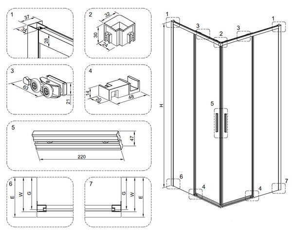 BPS-koupelny Štvorcový sprchovací kút NOVA CH 80x80 chróm/transparent - bez vaničky
