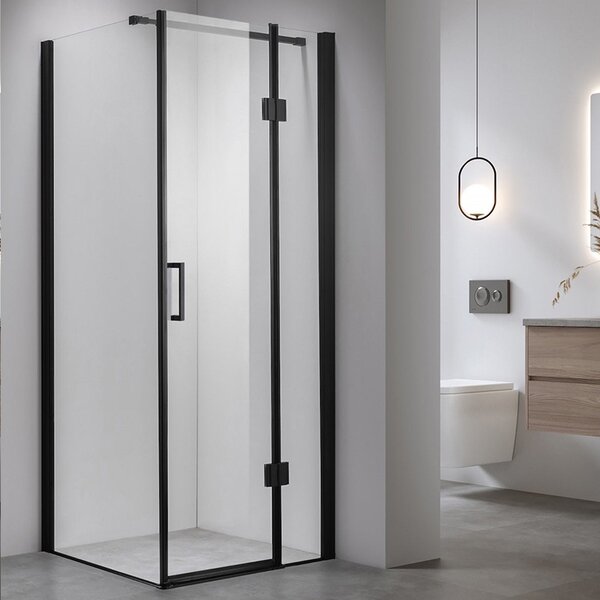 BPS-koupelny Štvorcový sprchový kút KZ1390A BL 80x80 čierna/transparent + vanička SXL02A WH biela