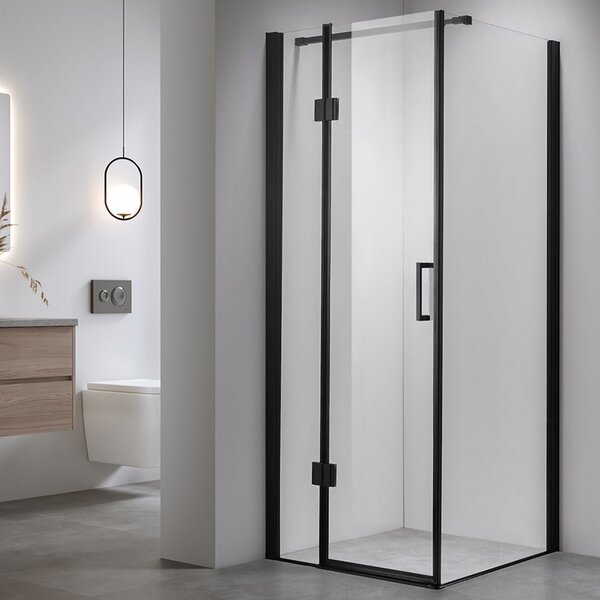 BPS-koupelny Štvorcový sprchový kút KZ1390A BL 80x80 čierna/transparent + vanička SXL02A WH biela