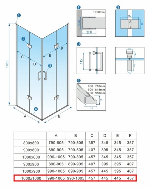 BPS-koupelny Štvorcový sprchový kút KZ08D BL 100x100 čierna/transparent + vanička ST06A BL čierna