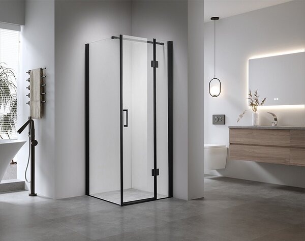 BPS-koupelny Štvorcový sprchový kút KZ1390A BL 80x80 čierna/transparent + vanička SXL02A WH biela