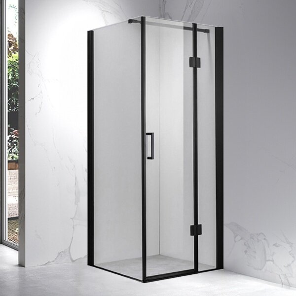 BPS-koupelny Štvorcový sprchový kút KZ1390A BL 80x80 čierna/transparent + vanička SXL02A WH biela