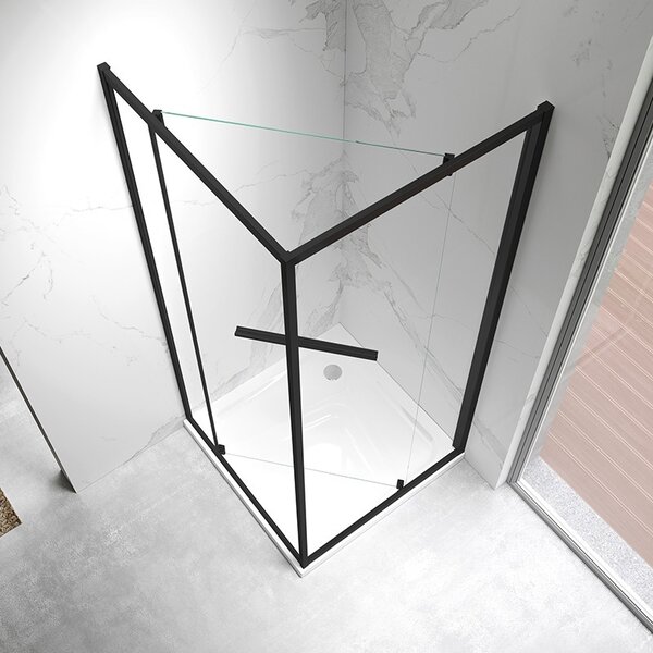 BPS-koupelny Štvorcový sprchový kút KZ16B 90x90 čierna/transparent - bez vaničky