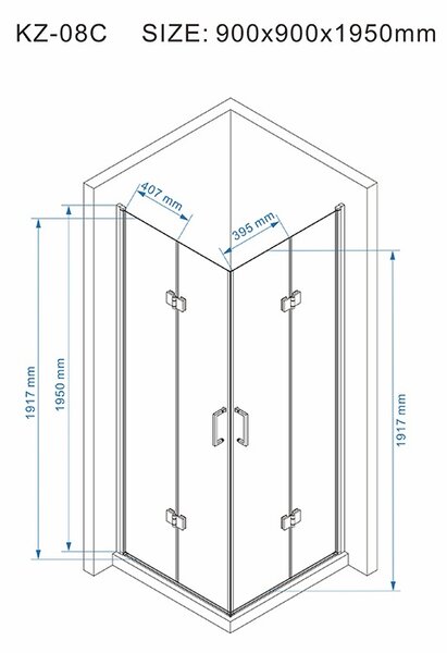 BPS-koupelny Štvorcový sprchový kút KZ08C 90x90 WH biela/transparent - bez vaničky