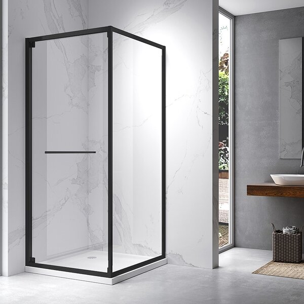BPS-koupelny Štvorcový sprchový kút KZ16B 90x90 čierna/transparent - bez vaničky