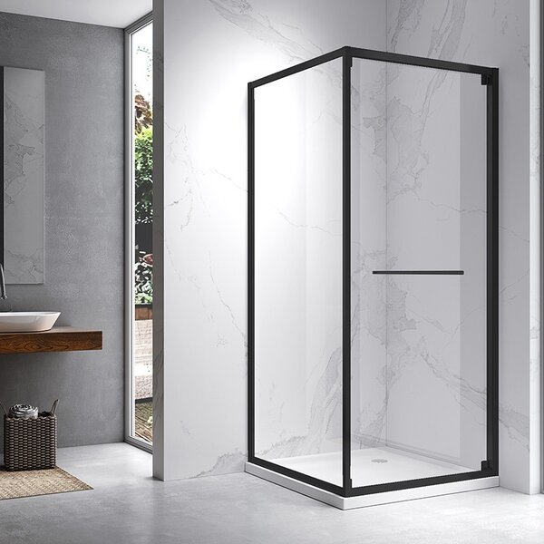 BPS-koupelny Štvorcový sprchový kút KZ16B 90x90 čierna/transparent - bez vaničky