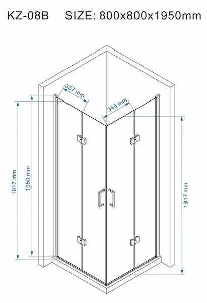 BPS-koupelny Štvorcový sprchovací kút KZ08B WH 80x80 biela/transparent - bez vaničky