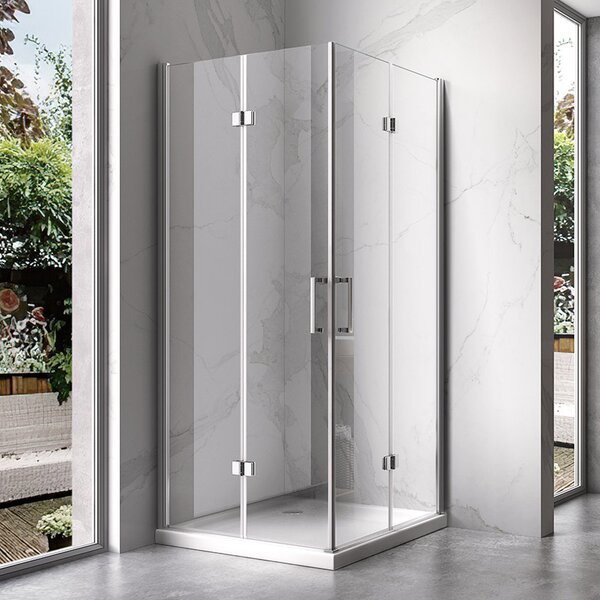 BPS-koupelny Štvorcový sprchovací kút KZ08C 90x90 chróm/transparent + vanička SXL02B WH biela