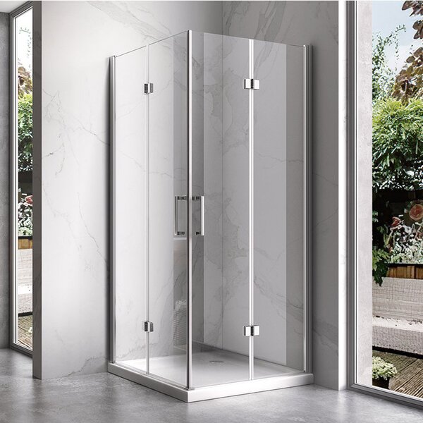 BPS-koupelny Štvorcový sprchový kút KZ08C 90x90 chróm/transparent + vanička SXL02B BL čierna